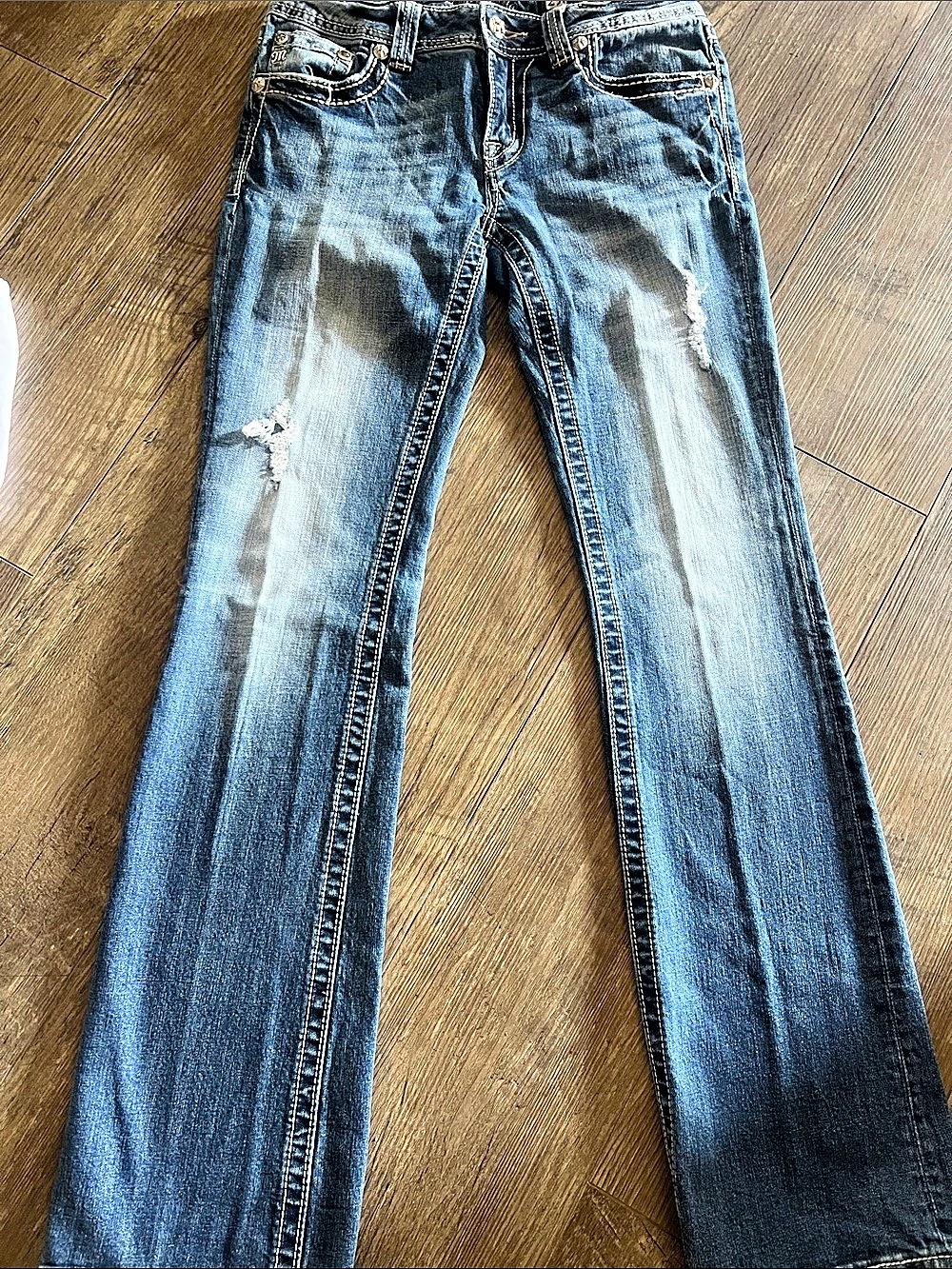 Miss Me Embellished Wing Cross Bootcut Jeans Waist 29 Blue
